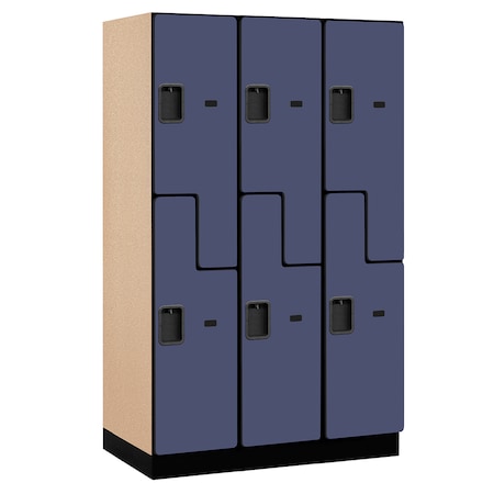 Salsbury Industries Wardrobe Locker, 45" W, 21" D, 76" H, (3) Wide, (6) Openings, Blue 27361BLU